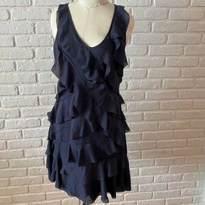Ann Taylor Loft navy ruffle dress size 2